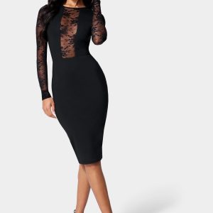 Lace Inset Midi Dress