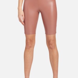 High Waist Vegan Leather Biker Short