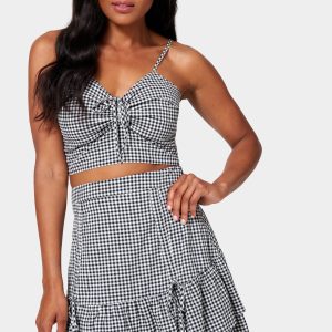 Mini Gingham Ruched Front Cami
