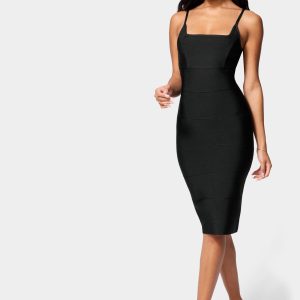 Luxe Bandage Square Neck Midi Dress