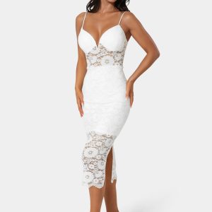 Lace-Up Back Midi Dress