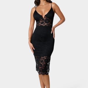 Lace-Up Back Midi Dress