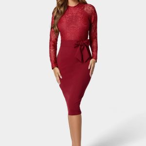 Lace And Crepe Pencil Dress