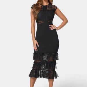 Tiered Lace Midi Dress
