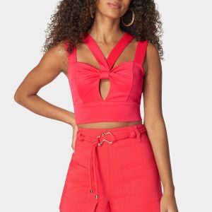 Sleeveless Front Keyhole Multi Strap Knit Top
