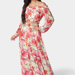 High Slit Two Piece Mesh Dress