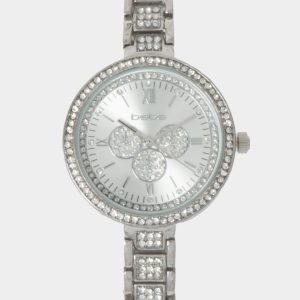 Silver Dial Crystal Bezel Watch