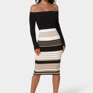 Off Shoulder Stripe Dress