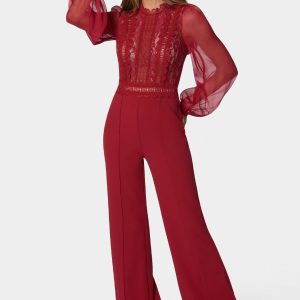 Lace Top Straight Leg Jumpsuit