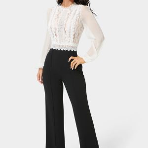 Lace Top Straight Leg Jumpsuit