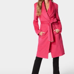 Wool Blended Shawl Collar Wrap Coat