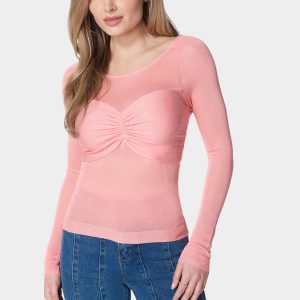 Ruched Bust Long Sleeve Sweater