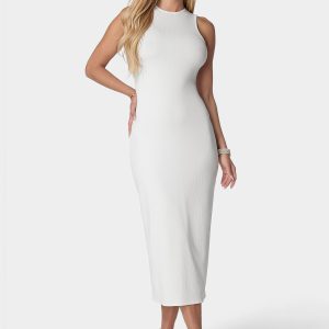 Rib Sleeveless Midi Dress