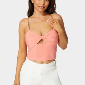 Adjustable Chain Strap Twisted Front Top