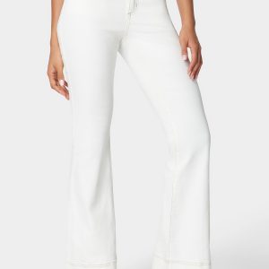 Natural Waist Lace Detail Wide Leg Jeans