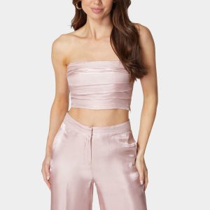 Iridescent Satin Bandeau Top