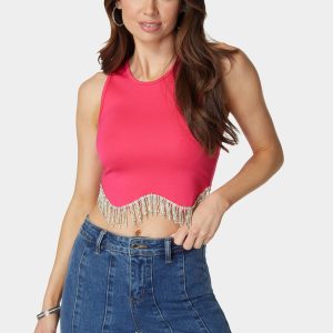 Jewel Fringe Sleeveless Knit Top