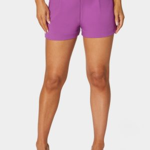 High Waist Button Detail Flared Shorts