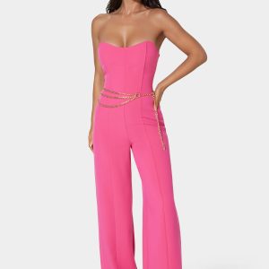 Scoop Neck Belted Palazzo Leg Jumpsuit