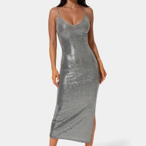 Disco Dot Maxi V Neck Gown
