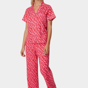 Marshmallow Printed Notch Collar Pant Set