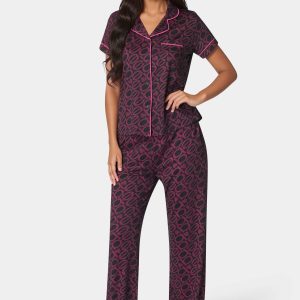 Printed Notch Collar Pant Set