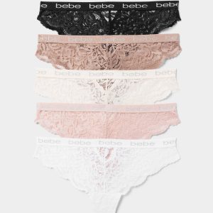 Five Pack Lace Tanga Set With Back Cut Out Detail