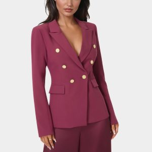 Double Breast Tailored Woven Twill Blazer