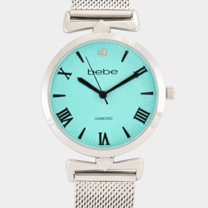 Silver Mesh Strap Round Diamond Dial Watch