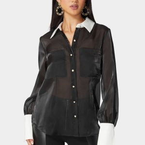 Liquid Chiffon Satin Combo Blouse