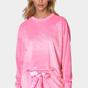 2pc Velour Lounge Pajama Set with Rhinestones