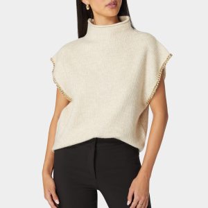 Off Shoulder Chain Detail Sweater