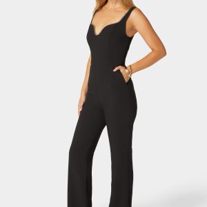 Plunging U Neck Chain Detail Wide Leg Jumpsuit