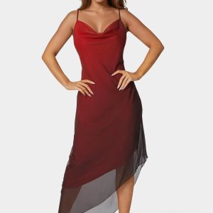 Ombre Chiffon Cowl Dress