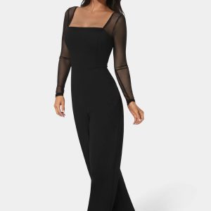 Scuba Mesh Square Neck Jumpsuit