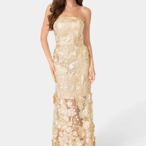 Strapless Embroidery Maxi Dress