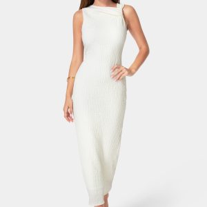Waffle Crepe Twist Sleeveless Maxi Dress