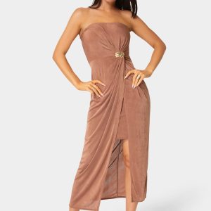 Strapless Twist Waist Maxi Dress