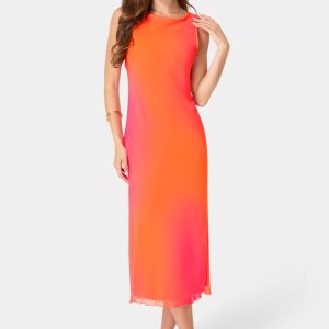 Smudge Chiffon Racer Neck Maxi Dress