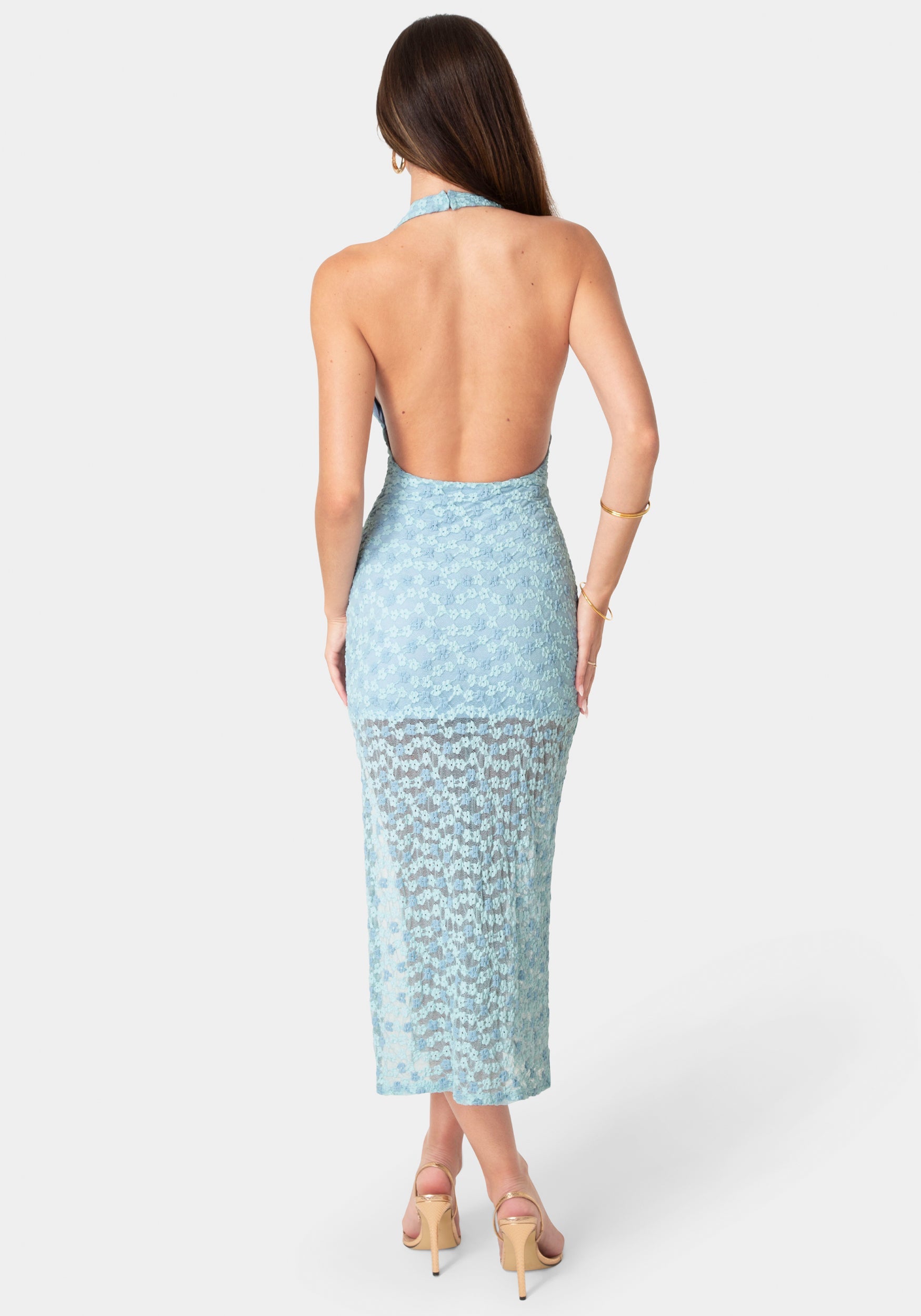 Daisy Lace High Neck Cowl Maxi Dress - Image 3