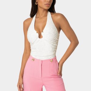 Halter Neck Knit Bodysuit