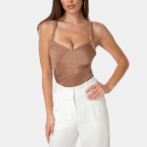 Twisted Strap Draped Bodysuit