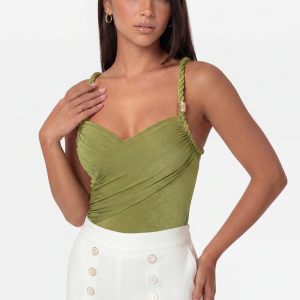 Twisted Strap Draped Bodysuit