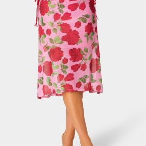 Floral Printed Mesh Maxi Skirt