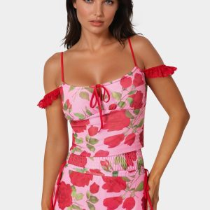 Floral Printed Mesh Top