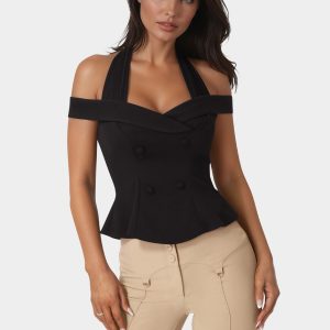 Off Shoulder Halter Top