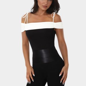 Off Shoulder Bow Tie Top