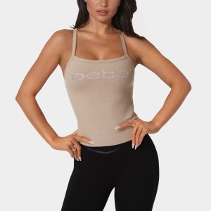 Bebe Logo Racer Back Rib Tank