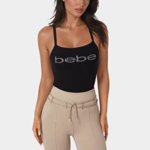 Bebe Logo Racer Back Rib Tank
