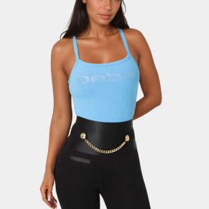 Bebe Logo Racer Back Rib Tank